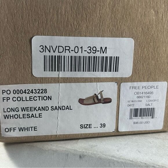 NEW Free People Long Weekend Leather Sandals Off White Size EU 39 US 8.5 - Picture 8 of 9